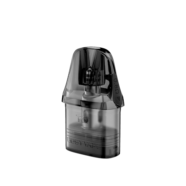 Cartuccia Lost Vape Ursa V3 Pod, con design trasparente, bocchino integrato e serbatoio da 2 ml, sistema di ricarica superiore anti-perdite e resistenza integrata disponibile da 0,6, 0,8 e 1,0 ohm.