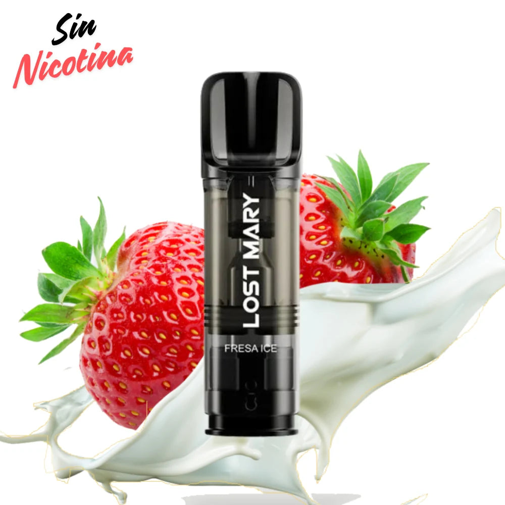 Lost Mary Tappo Air Cápsula Strawberry Ice Sin Nicotina (Pack 2): cápsulas precargadas compatibles con dispositivos Lost Mary Tappo Air, con sabor fresa dulce combinada con un toque helado refrescante, diseñadas para ofrecer una experiencia de vapeo intensa sin nicotina (0 mg). Cada cápsula contiene 2 ml de e-liquid y proporciona aproximadamente hasta 600 caladas, e incluye 2 cápsulas por paquete para reemplazo fácil.