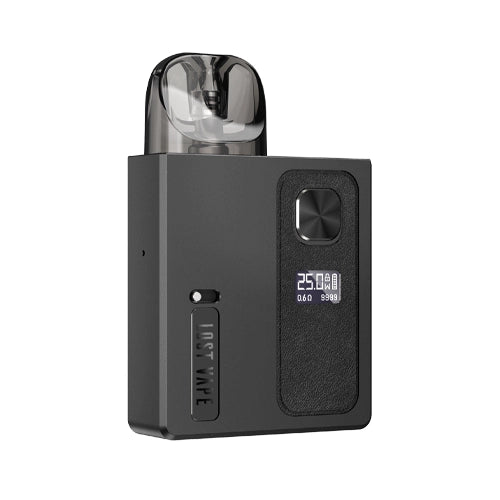 Vaper recargable Lost Vape Ursa Baby Pro Pod Kit en color negro, con diseño compacto y rectangular, boquilla transparente en la parte superior y pantalla frontal digital que muestra potencia y batería.