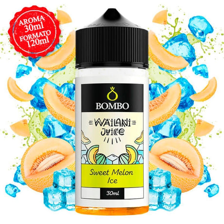 Botella de aroma longfill Wailani Juice by Bombo Sweet Melon Ice de 30 ml (formato 30/120 ml), con diseño refrescante que evoca melón dulce con efecto frío.