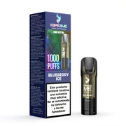 Capsule Vapeame To Revive Blueberry x1, vape pod rechargeable avec e-liquide au goût sucré de myrtille, capacité 2 ml, 20 mg/ml de nicotine et jusqu'à 1000 bouffées, présenté avec sa boîte d'origine avec informations produit.