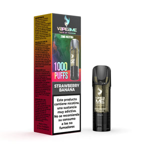 Cápsula Vapeame To Revive Strawberry Banana x1, pod recargable para vape con e-liquid sabor fresa y plátano con mezcla dulce y afrutada, capacidad de 2 ml, 20 mg/ml de nicotina y hasta 1000 puffs, presentada junto a su caja original.