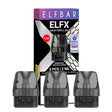 Cartridge ELFBAR ELFX (pack of 3 units), with transparent design and integrated mouthpiece, 2 ml refillable mesh system and 0.8 ohm resistance for balanced vaping of flavor and vapor.