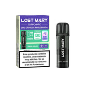 Cartridge Lost Mary Tappo Triple Melon – device-compatible pre-filled capsule Lost Mary Tappo / Tappo Air / Tappo Pro, with a mix of melon flavor (watermelon, cantaloupe melon and honeydew melon), offering a tropical, juicy and very refreshing experience.