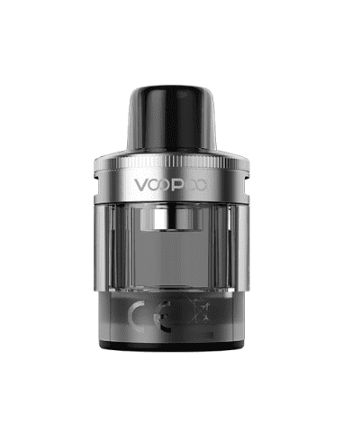 Cartucho recargable Voopoo PnP X Empty DTL de 5 ml (pack de 2 unidades), con diseño cilíndrico, depósito transparente, base oscura y boquilla negra para vapeo directo a pulmón.