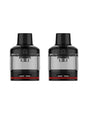 Confezione da 2 cartucce di ricambio Vaporesso Pod GTX 26 con serbatoio trasparente, bocchino nero integrato e base nera con dettagli rossi.