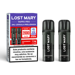 Cartridge x2 Lost Mary Tappo Strawberry – Device Compatible Prefilled Pods Lost Mary Tappo / Tappo Air / Tappo Pro, with a sweet and juicy strawberry flavor, offering a smooth, balanced and very aromatic experience.