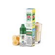 Liquid Donut King Salts Banana Shake 10 ml with bottle and original box, accompanied by banana and creamy shake that represent its flavor.