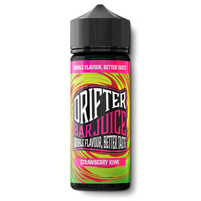 Scent Drifter Bar Juice Strawberry Kiwi 24 ml in longfill format, bottle with a green label next to strawberries and kiwi that represent its flavor.