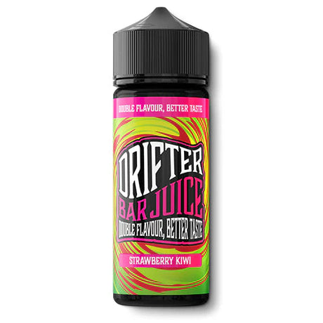 Aroma Drifter Bar Juice Strawberry Kiwi 24 ml en formato longfill, botella con etiqueta verde junto a fresas y kiwi que representan su sabor.