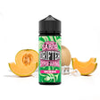 Aroma Drifter Hyper Triple Melon Ice 10 ml en format longfill, bouteille avec une étiquette verte à côté de différents types de melon et de glace qui représentent sa saveur.
