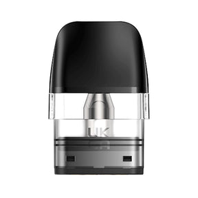 Pack de 3 cartuchos Geekvape Q Pod Top Fill de 2 ml con resistencia de 0.6 ohm, depósito transparente, sistema de rellenado superior y boquilla negra integrada.