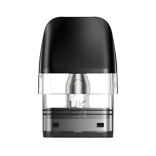 Pack de 3 cartuchos Geekvape Q Pod Top Fill de 2 ml con resistencia de 0.6 ohm, depósito transparente, sistema de rellenado superior y boquilla negra integrada.