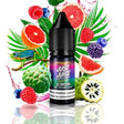 Líquido para vapeo Just Juice Nic Salts Exotic Fruits Cherimoya, Grapefruit & Berries 10ml, botella de sales de nicotina con diseño colorido, acompañado de chirimoya, pomelo y frutos rojos que representan su sabor.