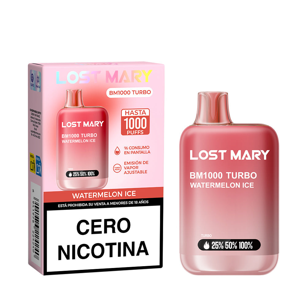 Disposable Vape Lost Mary BM1000 Turbo Watermelon flavor Nicotine Free