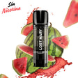 Lost Mary Tappo Air Cápsula Watermelon Sin Nicotina (Pack 2): cápsulas precargadas compatibles con dispositivos Lost Mary Tappo Air, con sabor sandía dulce y refrescante, diseñadas para ofrecer una experiencia de vapeo suave sin nicotina (0 mg). Cada cápsula contiene 2 ml de e-liquid y ofrece aproximadamente hasta 600 caladas, e incluye 2 cápsulas por paquete para un reemplazo rápido y cómodo.