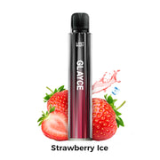 Vape Lost Mary Tappo Glayce Strawberry Ice, pod-type device with strawberry flavor with a refreshing menthol touch, compatible with capsules Lost Mary Tappo, compact design in stick format with integrated mouthpiece and visual presentation inspired by strawberries and ice effect that represent the flavor of the product.