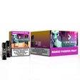 Pack of 10 boxes of capsules Vapeame Mango Passion Fruit, mango and passion fruit flavor vape pods with 2x800 puffs system (up to 1600 puffs), presented in its original box.