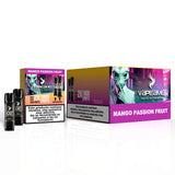 Pack of 10 boxes of capsules Vapeame Mango Passion Fruit, mango and passion fruit flavor vape pods with 2x800 puffs system (up to 1600 puffs), presented in its original box.
