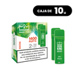 Paquet de 10 boîtes Aroma King Smart Pod Apple, pods vape saveur pomme douce et rafraîchissante, système jusqu'à 1400 bouffées (2x700 bouffées) et 20 mg/ml de nicotine, présenté dans sa boîte verte d'origine avec informations produit.