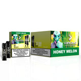 Pack de 10 boîtes de gélules Vapeame Honey Melon, dosettes de vape saveur melon sucré avec système 2x800 bouffées (jusqu'à 1600 bouffées), présenté dans sa boîte d'origine.