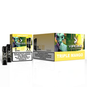 Pack of 10 boxes of capsules Vapeame Triple Mango, mango flavor vape pods with intense tropical mix, 2x800 puffs system (up to 1600 puffs), presented in its original box.