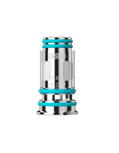 Resistencia Voopoo PnP X Coil (pack de 5 unidades), con diseño metálico cilíndrico y juntas de sellado en color turquesa, compatible con dispositivos de la serie PnP X.