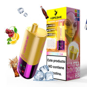 Vaper Desechable Sin Nicotina Vapeame 3 en 1 yellow. 3 sabores ajustables: cherry cola, watermelon kiwi, mango passion fruit.