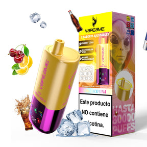 Sigaretta Elettronica Usa e Getta Senza nicotina Vapeame 3 in 1 giallo. 3 gusti regolabili: ciliegia cola, kiwi anguria, frutto della passione mango.