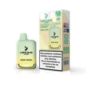 Sigaretta Elettronica Usa e Getta Vapeame Icon Honey Melon gusto 20mg (2% nicotina) 900 sbuffi colore verde sfumato.