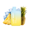 Sigaretta Elettronica Usa e Getta Lost Mary BM600 Pineapple Ice 20 mg/ml, dispositivo compatto con un massimo di 600 spruzzi e e-liquid al gusto di ananas con un tocco rinfrescante di mentolo, design ergonomico con bocchino integrato e presentazione visiva ispirata all'effetto ananas e ghiaccio che rappresenta il sapore del prodotto.
