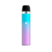 Rechargeable vape Geekvape Wenax Q Mini Pod Kit with gradient design in blue and lilac tones, textured finish, front LED indicator and top transparent cartridge with integrated black mouthpiece.