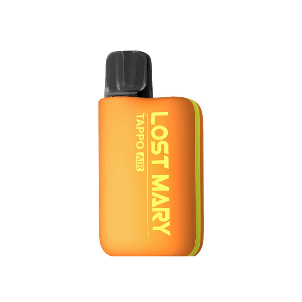 Sigaretta Elettronica Ricaricabile Lost Mary Tappo Air Triple Mango, dispositivo tipo pod con batteria ricaricabile da 750 mAh, capsula preriempita da 2 ml e circa 600 spruzzi, gusto mango tropicale con un mix di più varietà, sistema di inalazione automatico e design compatto compatibile con capsule Lost Mary Tappo Aria.