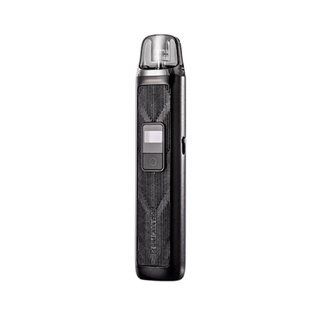Vaper recargable Lost Vape Ursa Nano Pro 2, dispositivo tipo pod en color negro con acabado texturizado, pantalla frontal y botón central, cartucho transparente superior y diseño compacto y elegante.