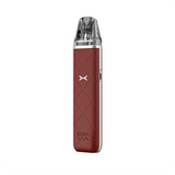 Vaper recargable Oxva Xlim Go Pod Kit en color rojo con acabado texturizado, diseño compacto sin pantalla visible y boquilla transparente en la parte superior.