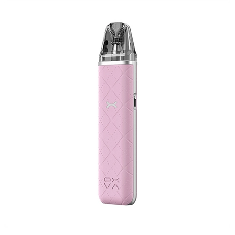Vaper recargable Oxva Xlim Go Pod Kit en color rosa con acabado texturizado, diseño compacto sin pantalla visible y boquilla transparente en la parte superior